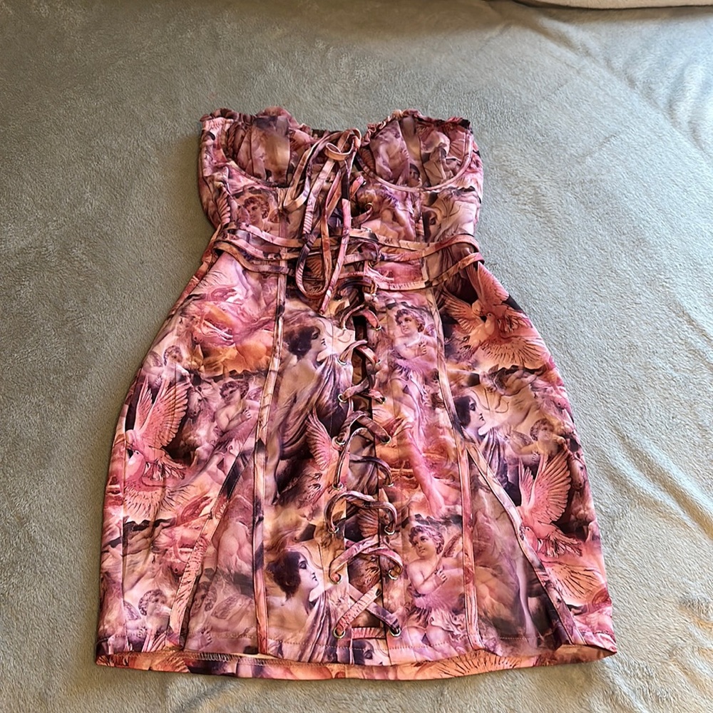 PLT Pink Angel Print Mini Dress